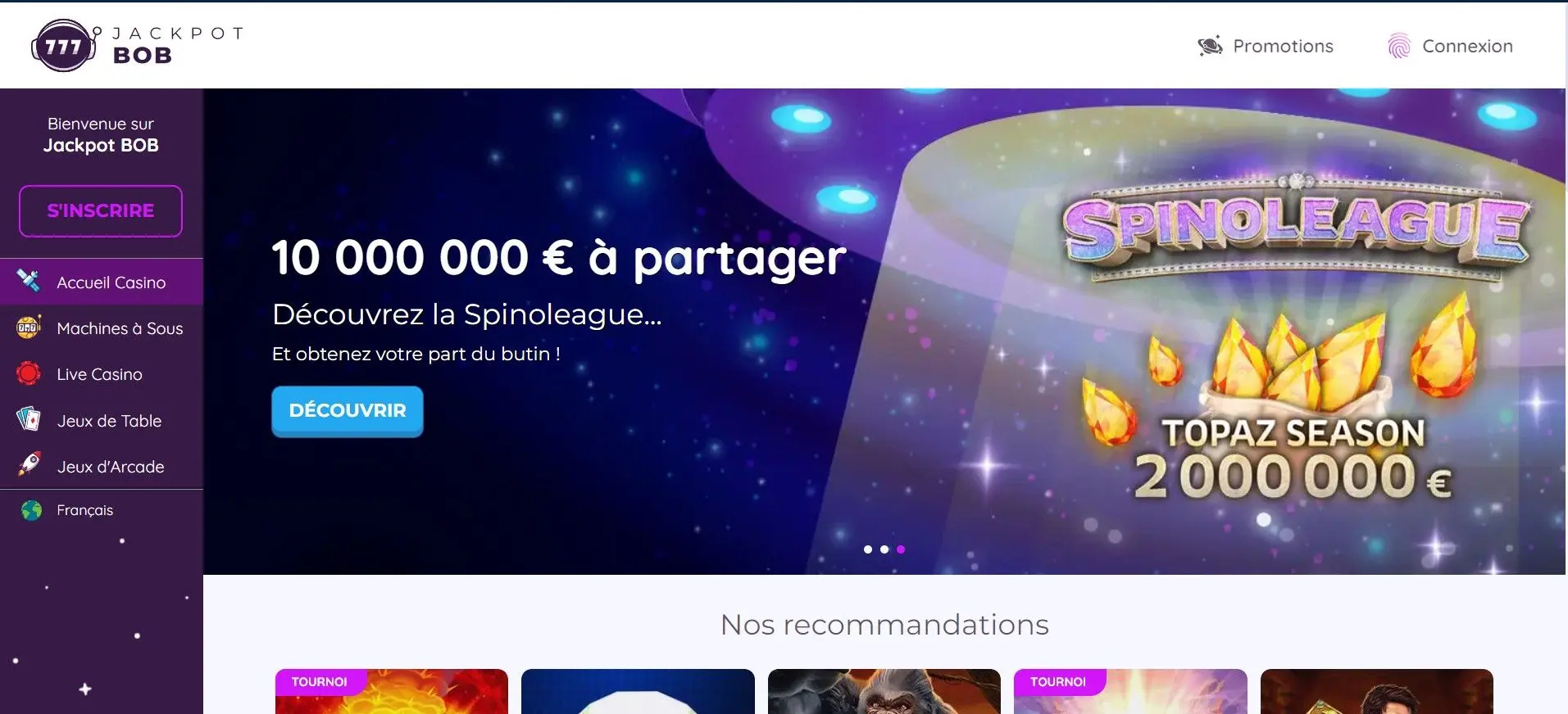 Jackpot BOB Casino : bonus et code promo